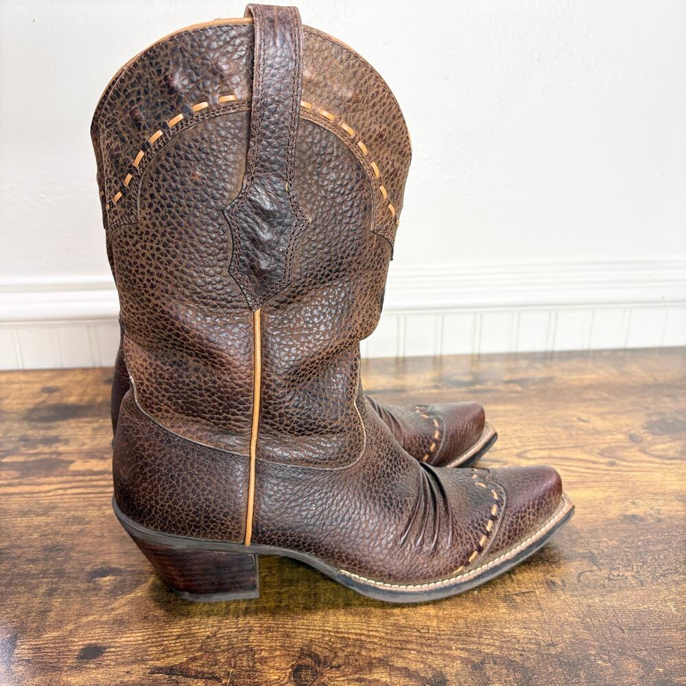 Ariat Womens Size 7.5 Dixie Western Cowboy Boots Brown Rowdy Leather Cowgirl - Picture 4 of 15